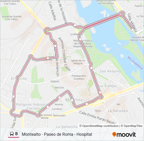 B Bus Line Map