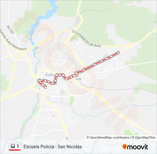 1 Bus Line Map