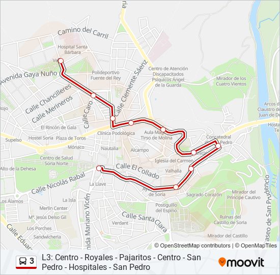 Mapa de 3 de autobús