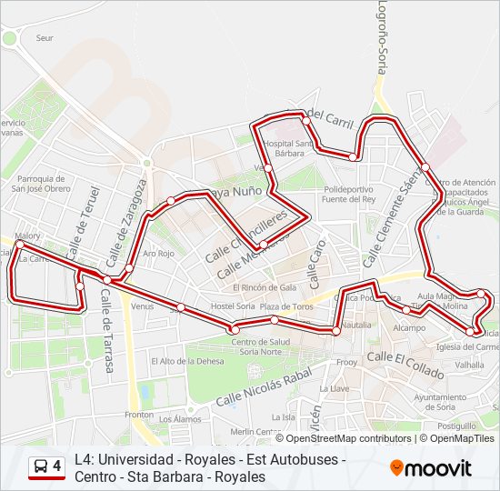 Mapa de 4 de autobús