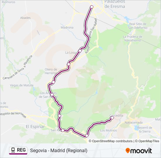 REG tren Mapa de línia