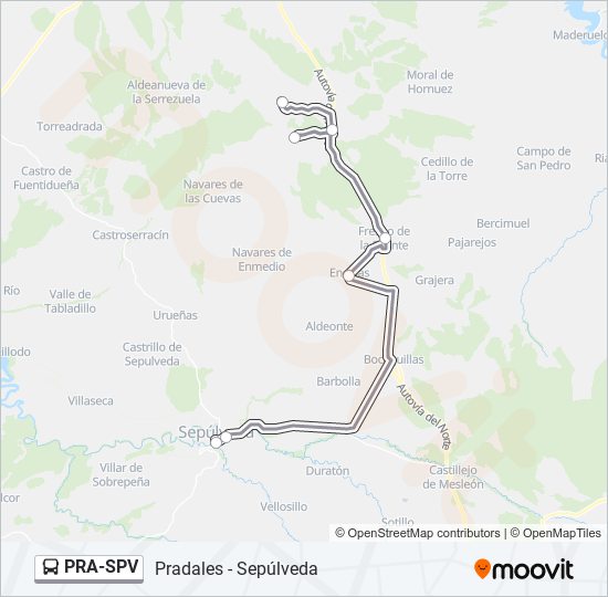 Mapa de PRA-SPV de autobús