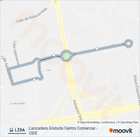 Mapa de LZDA de autobús
