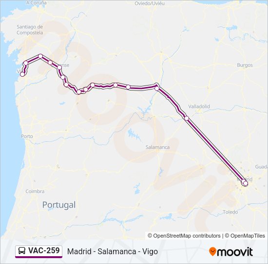 Mapa de VAC-259 de autobús
