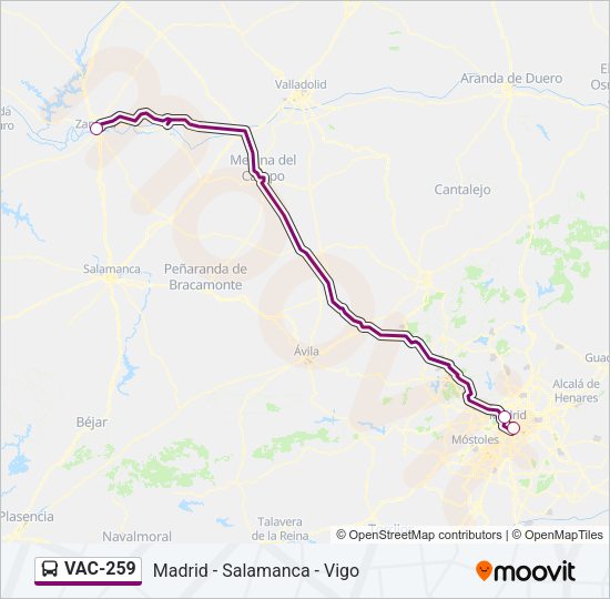 Mapa de VAC-259 de autobús