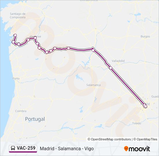 Mapa de VAC-259 de autobús