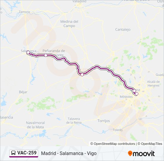 Mapa de VAC-259 de autobús