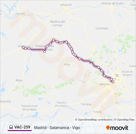 Mapa de VAC-259 de autobús
