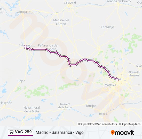 Mapa de VAC-259 de autobús