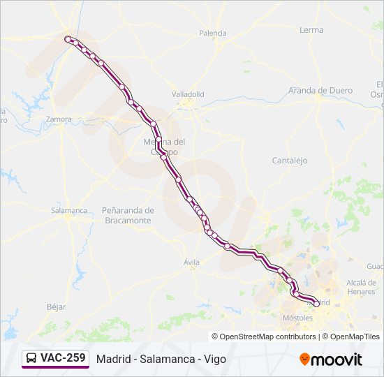 Mapa de VAC-259 de autobús