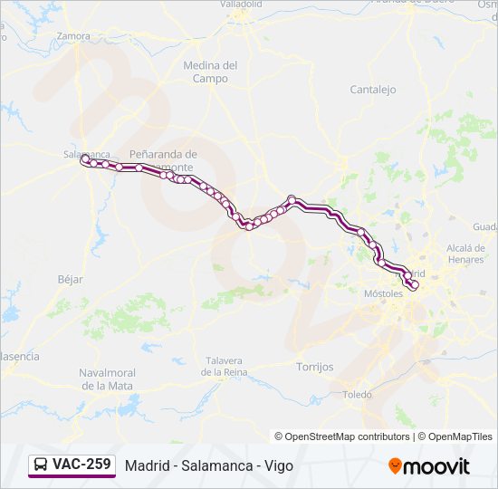 Mapa de VAC-259 de autobús