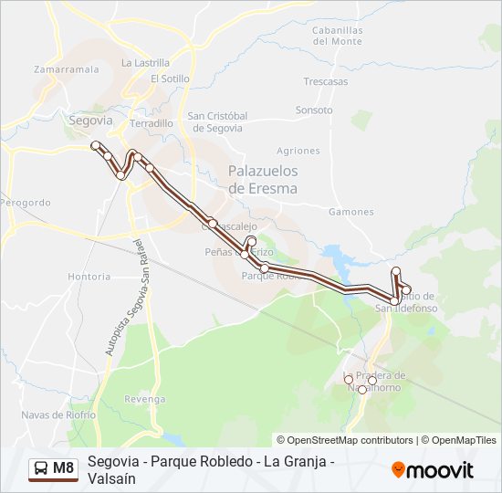 M8 bus Line Map