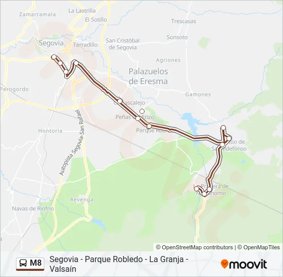M8 Bus Line Map