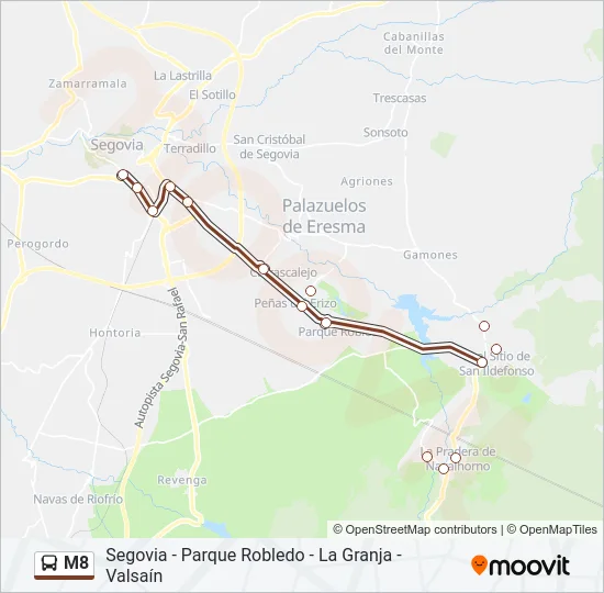 M8 Bus Line Map