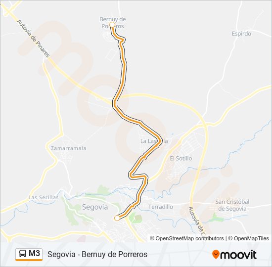 Mapa de M3 de autobús