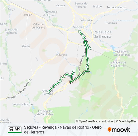 Mapa de M9 de autobús