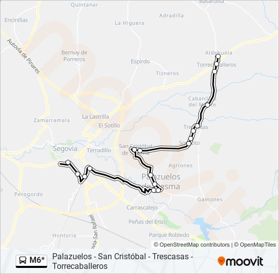 Mapa de M6* de autobús