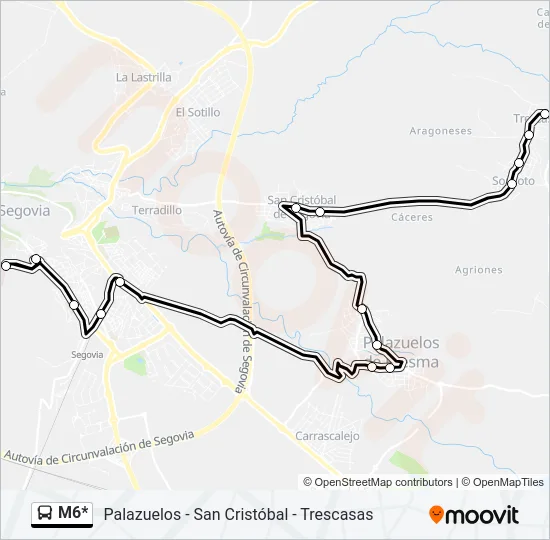 M6* Bus Line Map