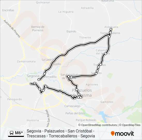 M6* Bus Line Map