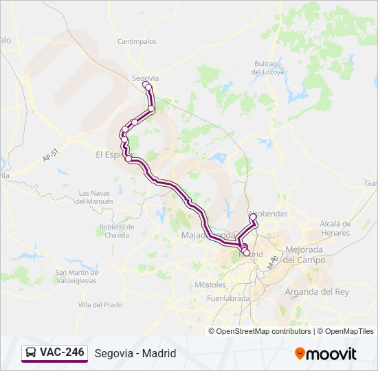 Mapa de VAC-246 de autobús
