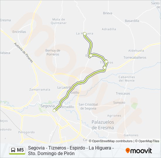 M5 bus Mapa de línia