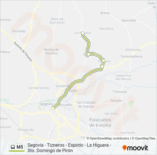 M5 Bus Line Map
