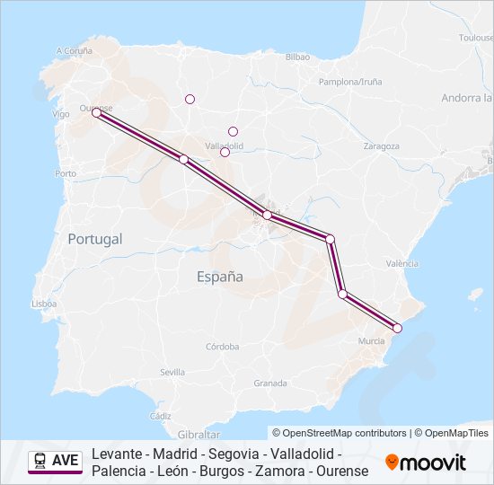 AVE tren Mapa de línia