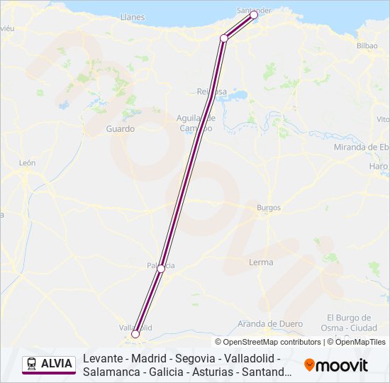 ALVIA tren Mapa de línia