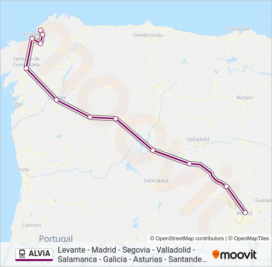ALVIA Train Line Map