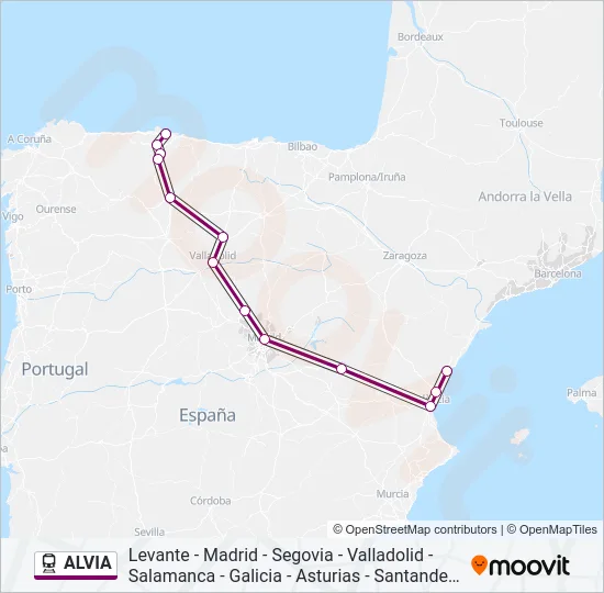 ALVIA Train Line Map