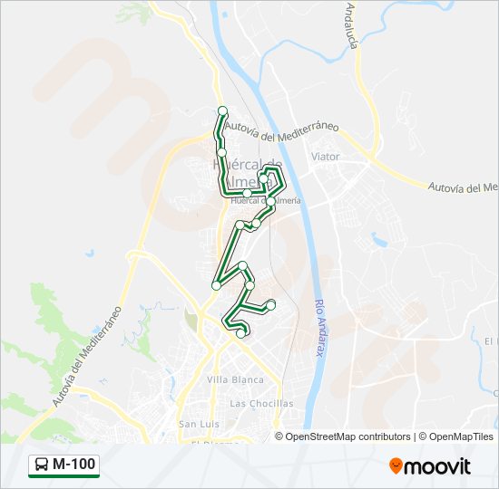 Mapa de M-100 de autobús