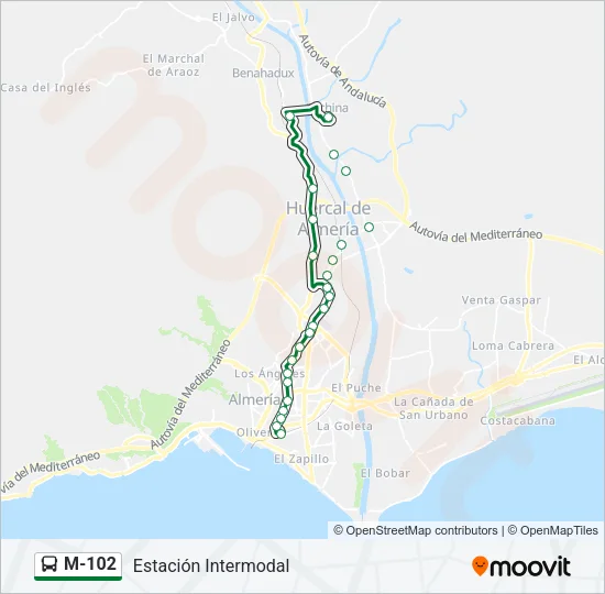 M-102 Bus Line Map