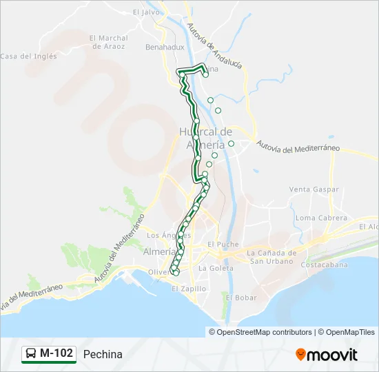 M-102 Bus Line Map
