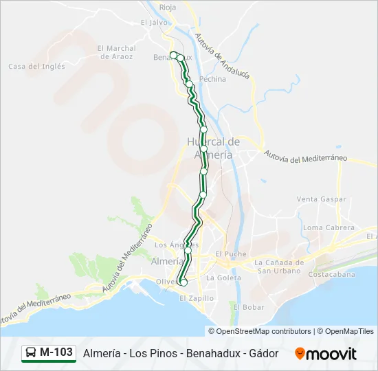 M-103 Bus Line Map