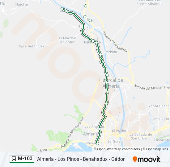 Mapa de M-103 de autobús