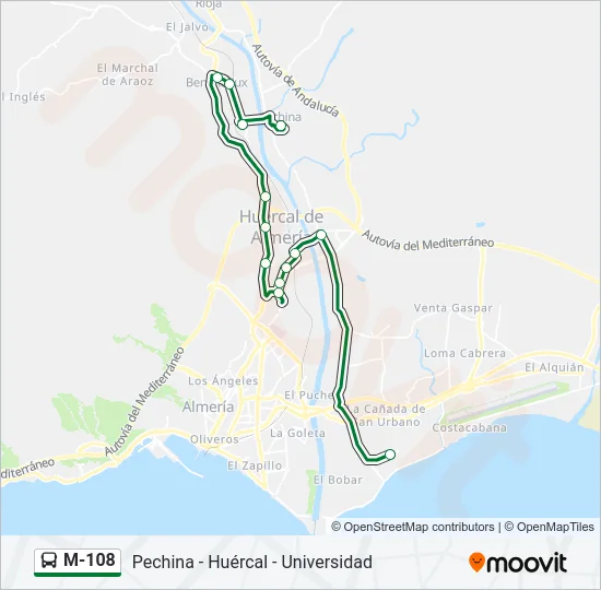 M-108 Bus Line Map