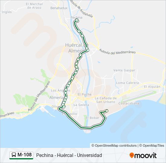 M-108 bus Mapa de línia