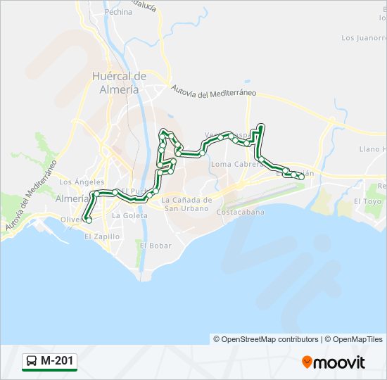 Mapa de M-201 de autobús