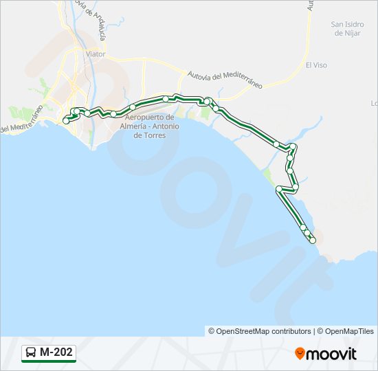 Mapa de M-202 de autobús