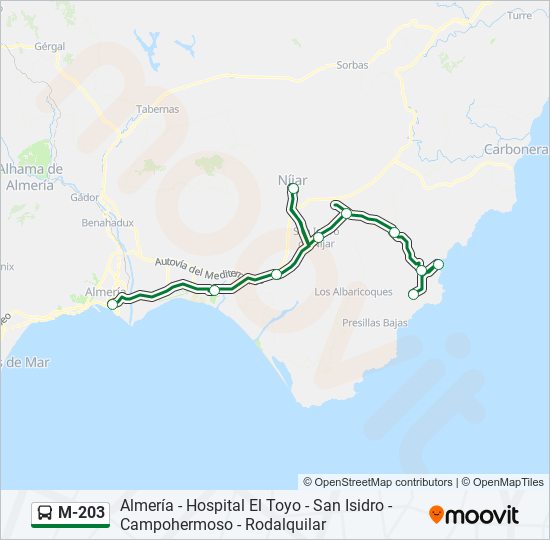 M-203 bus Mapa de línia