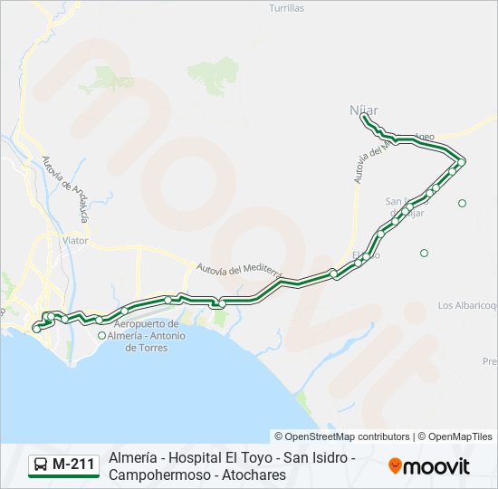 Mapa de M-211 de autobús