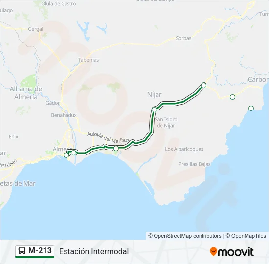M-213 Bus Line Map