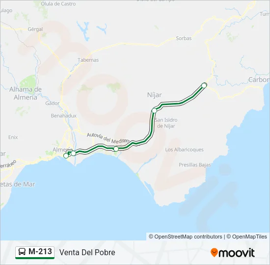 M-213 Bus Line Map