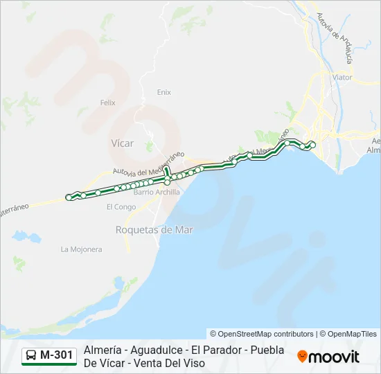 M-301 Bus Line Map