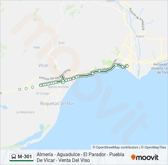 M-301 bus Mapa de línia