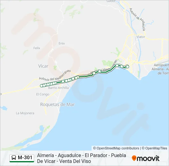 M-301 Bus Line Map