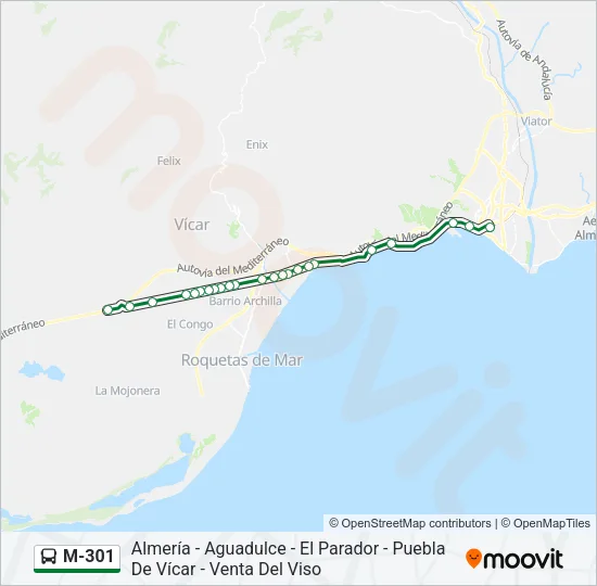 M-301 Bus Line Map