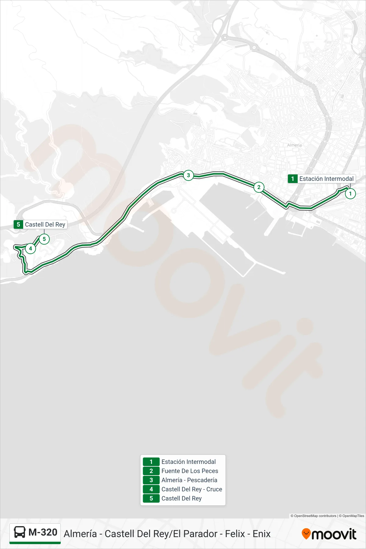 M-320 bus Line (Castell Del Rey) route and stops on a map