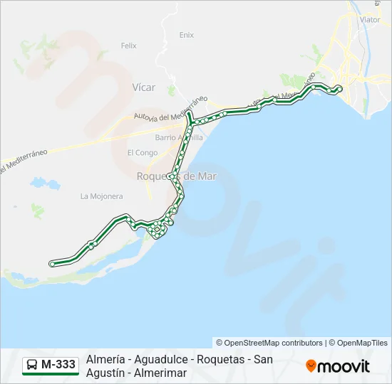 M-333 Bus Line Map