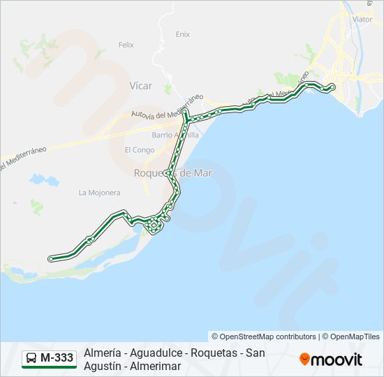 Mapa de M-333 de autobús